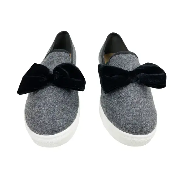 Brash Girls Grey Sassy Black Bow Twin Gore Flats Size 3