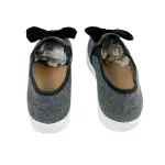 Brash Girls Grey Sassy Black Bow Twin Gore Flats Size 3