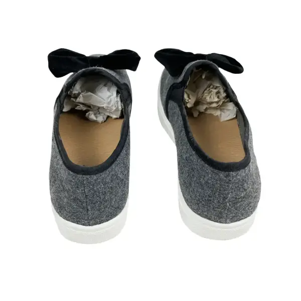 Brash Girls Grey Sassy Black Bow Twin Gore Flats Size 3