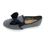 Brash Girls Grey Sassy Black Bow Twin Gore Flats Size 3