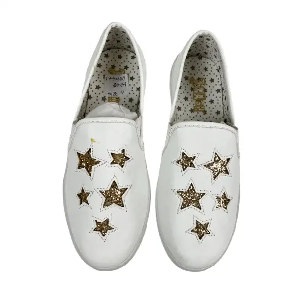 Brash Girls' Stardom Glitter White Slip-On Casual Sneakers Shoes Size 3