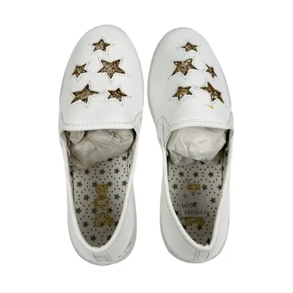 Brash Girls' Stardom Glitter White Slip-On Casual Sneakers Shoes Size 3