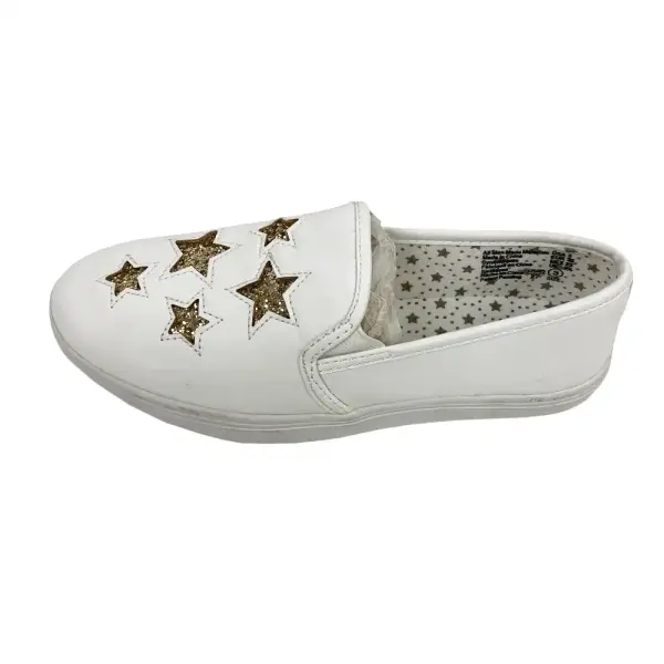 Brash Girls' Stardom Glitter White Slip-On Casual Sneakers Shoes Size 3