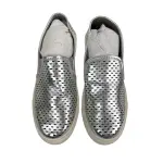 Brash Silver Metallic Perforated Casual Slip-On Sneakers Size 6