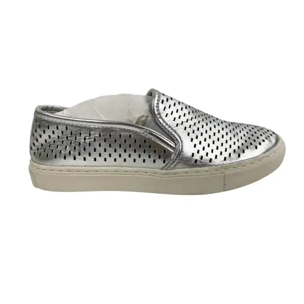 Brash Silver Metallic Perforated Casual Slip-On Sneakers Size 6