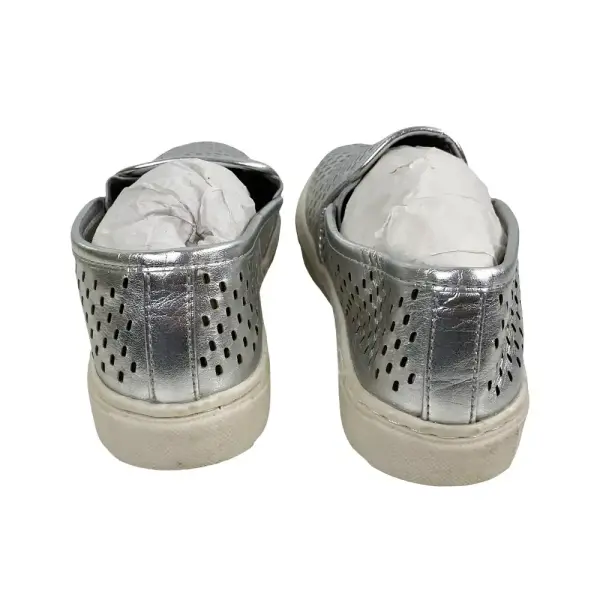 Brash Silver Metallic Perforated Casual Slip-On Sneakers Size 6