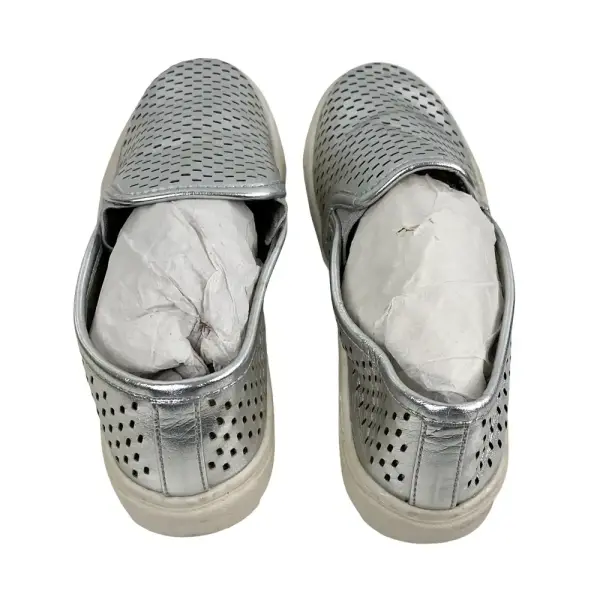 Brash Silver Metallic Perforated Casual Slip-On Sneakers Size 6