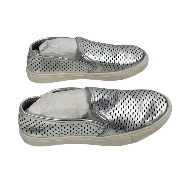 Brash Silver Metallic Perforated Casual Slip-On Sneakers Size 6