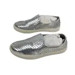 Brash Silver Metallic Perforated Casual Slip-On Sneakers Size 6