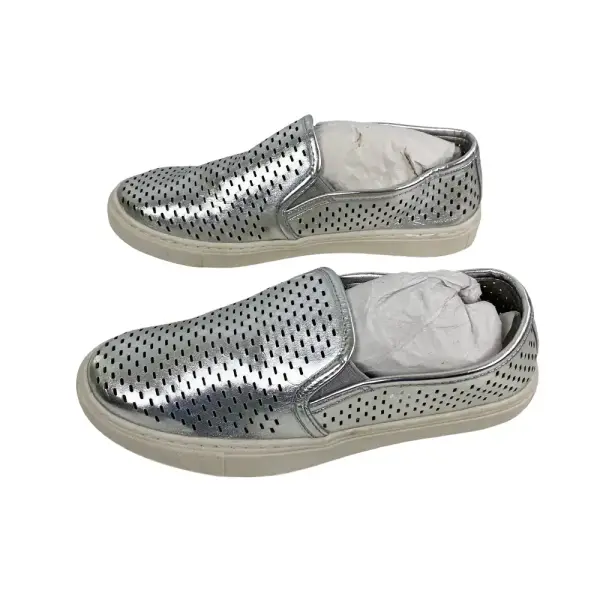 Brash Silver Metallic Perforated Casual Slip-On Sneakers Size 6