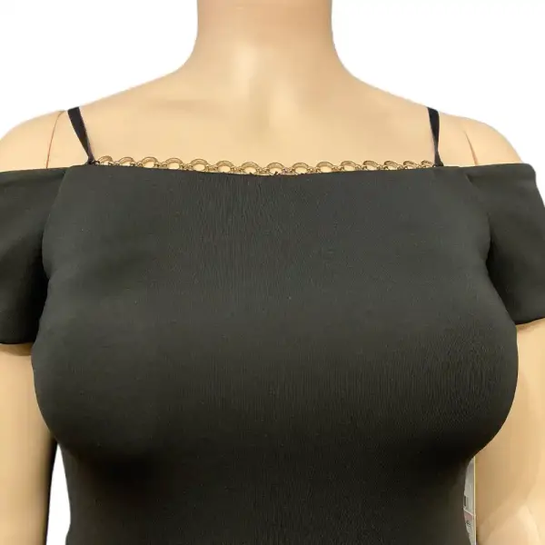 Calvin Klein Cold Shoulder Sheath Dress Chain Detail Neckline