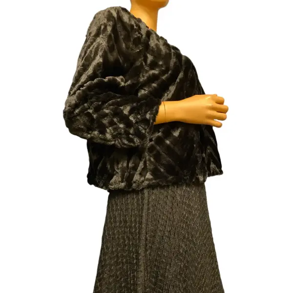 Calvin Klein Cropped Faux Fur Jacket Black Open Front XL