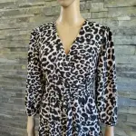 Calvin Klein Women's Leopard Print Ruffle Belted Dress Size 4