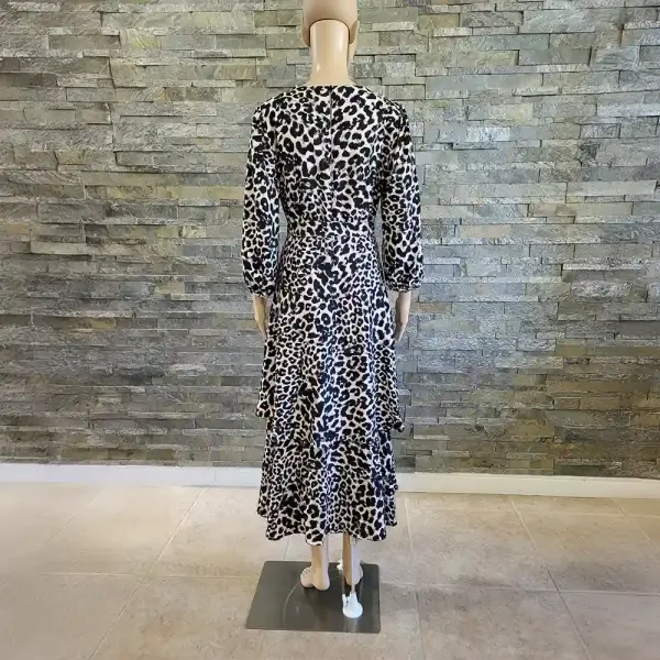 Calvin Klein Women's Leopard Print Ruffle Belted Dress Size 4