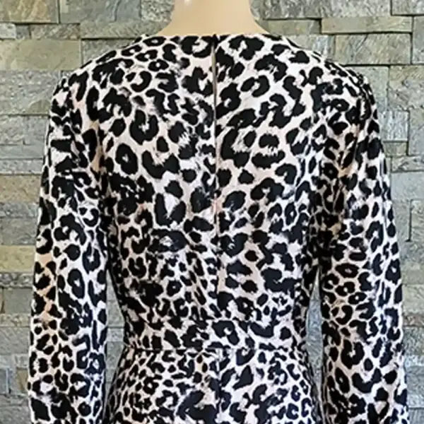 Calvin Klein Women's Leopard Print Ruffle Belted Dress Size 4