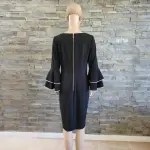 Calvin Klein Black Bell Sleeve Dress with Rhinestone Trim