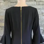 Calvin Klein Black Bell Sleeve Dress with Rhinestone Trim