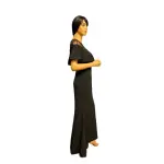 Calvin Klein Illusion Yoke Off Shoulder Gown with Beaded Cape Overlay