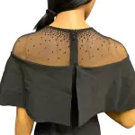 Calvin Klein Illusion Yoke Off Shoulder Gown with Beaded Cape Overlay