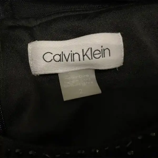 Calvin Klein Illusion Yoke Off Shoulder Gown with Beaded Cape Overlay