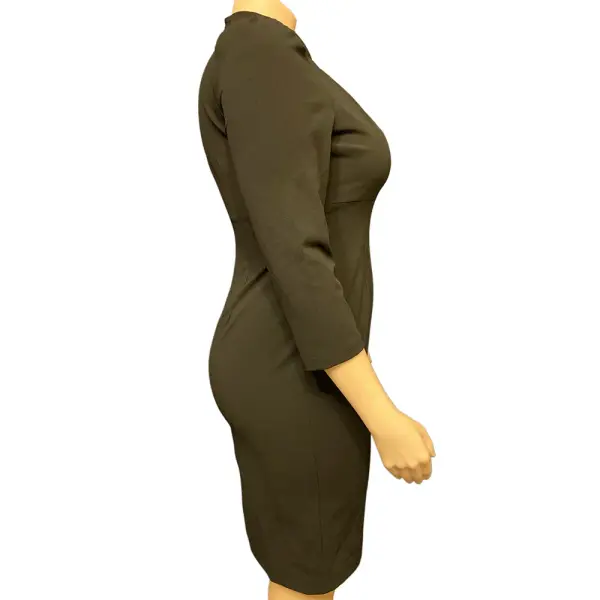 Calvin Klein Petite Keyhole Mock-Neck Sheath Dress in Black