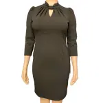 Calvin Klein Petite Keyhole Mock-Neck Sheath Dress in Black