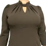 Calvin Klein Petite Keyhole Mock-Neck Sheath Dress in Black