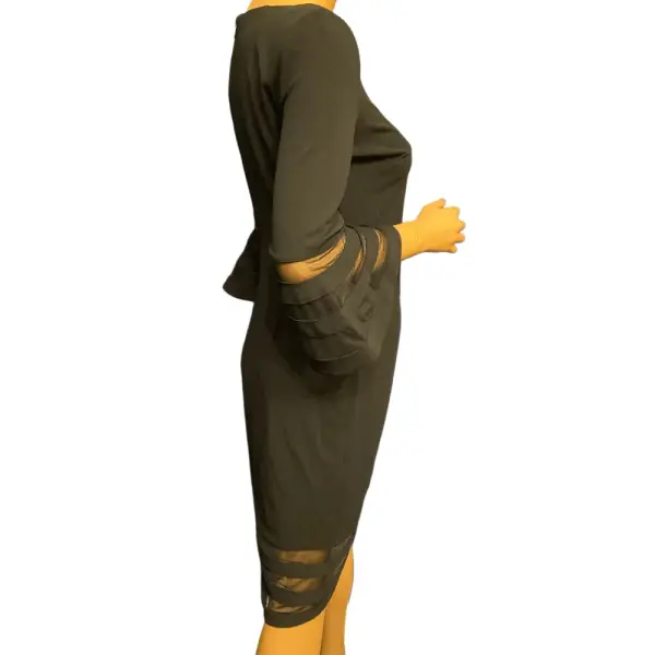 Calvin Klein Black Illusion Trim Bell Sleeve Sheath Dress