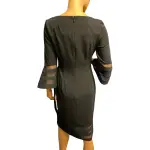 Calvin Klein Black Illusion Trim Bell Sleeve Sheath Dress