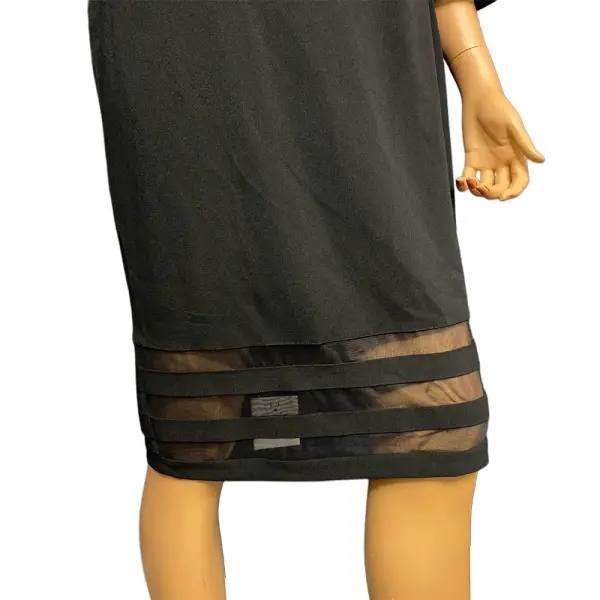 Calvin Klein Black Illusion Trim Bell Sleeve Sheath Dress