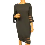 Calvin Klein Black Illusion Trim Bell Sleeve Sheath Dress