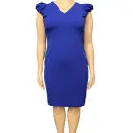 Calvin Klein Puff Sleeve Sheath Dress with Exposed Back Zipper