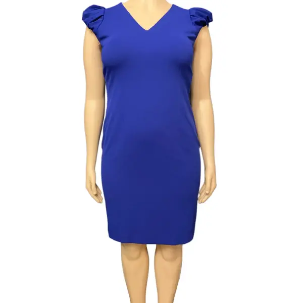 Calvin Klein Puff Sleeve Sheath Dress with Exposed Back Zipper