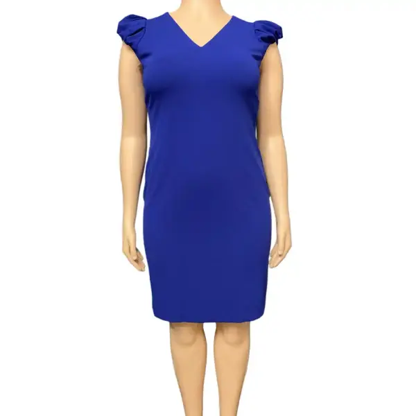 Calvin Klein Puff Sleeve Sheath Dress with Exposed Back Zipper