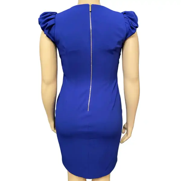 Calvin Klein Puff Sleeve Sheath Dress with Exposed Back Zipper