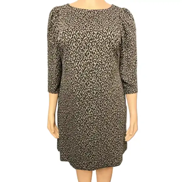 Calvin Klein Black and Tan Abstract Print Shift Dress