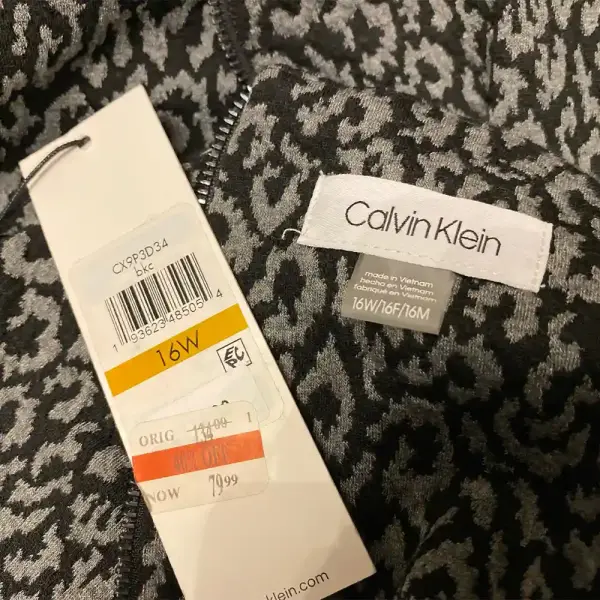 Calvin Klein Black and Tan Abstract Print Shift Dress