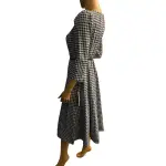 Calvin Klein Black and White Houndstooth Belted Midi Dress