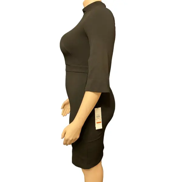 Calvin Klein Women's Mock Neck Midi Sheath Dress Black Size 10