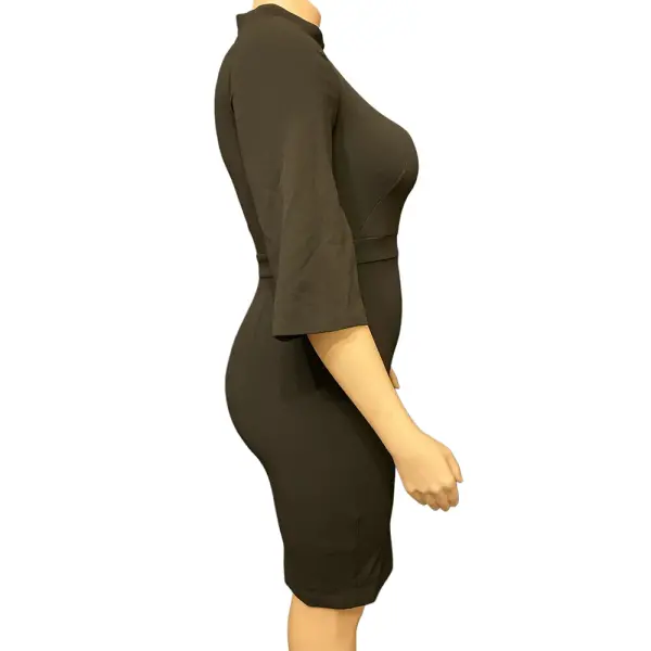 Calvin Klein Women's Mock Neck Midi Sheath Dress Black Size 10