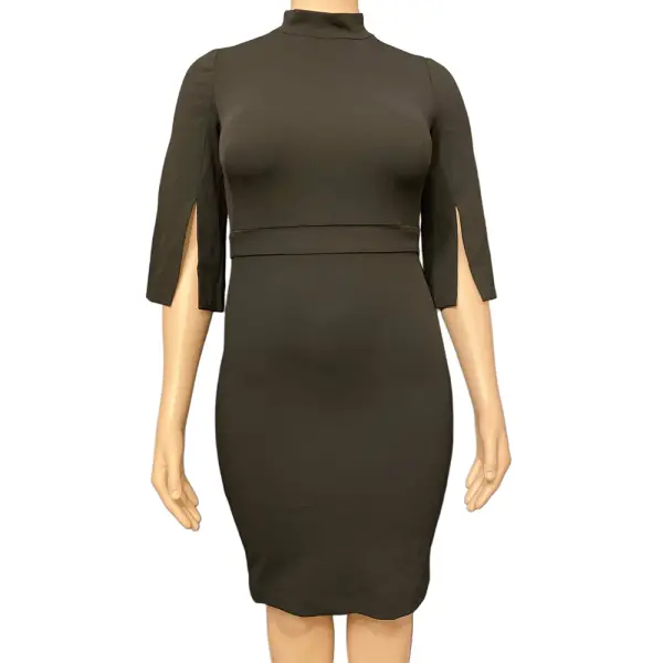 Calvin Klein Women's Mock Neck Midi Sheath Dress Black Size 10