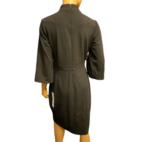 Calvin Klein Women's Mock Neck Midi Sheath Dress Black Size 8