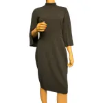 Calvin Klein Women's Mock Neck Midi Sheath Dress Black Size 8