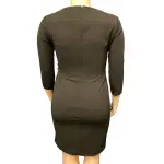 Calvin Klein Womens Black Zippered 3/4 Sleeve Jewel Neck Short Sheath Dress