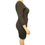 Calvin Klein Womens Black Zippered 3/4 Sleeve Jewel Neck Short Sheath Dress