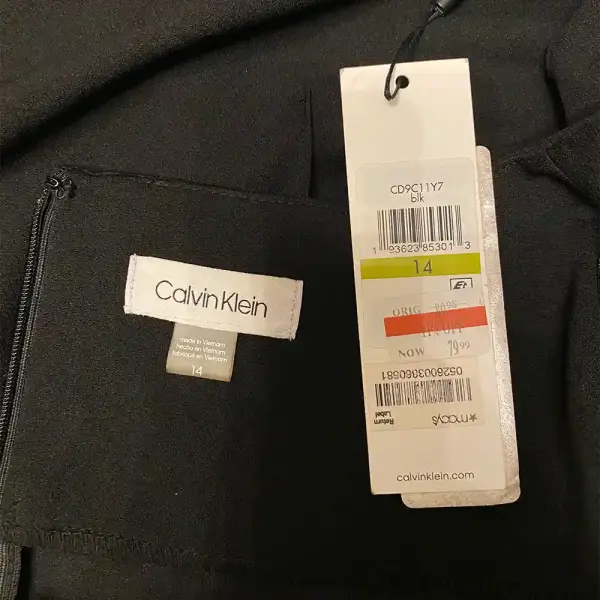 Calvin Klein Womens Black Zippered 3/4 Sleeve Jewel Neck Short Sheath Dress