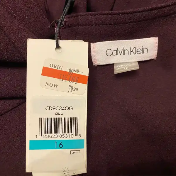 Calvin Klein Plum Three Quarter Sleeve Dress