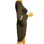 Calvin Klein Black Sheath Dress with White Piping and Bell Sleeves
