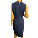 Calvin Klein Navy Scuba Crepe Sheath Dress with Gold Zipper