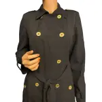 Calvin Klein Military Trench Coat Dress with Gold Hardware